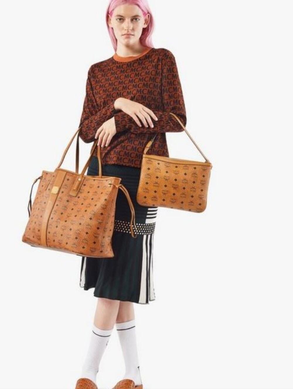 Cognac Logo-Print Work Tote Bag in Cognac Classics Reversible Travel Tote Set